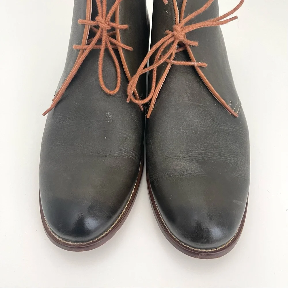 Penny Luck Visionary Leather Lace Up Olive Green Tan Chukka Dress Boots Size 11